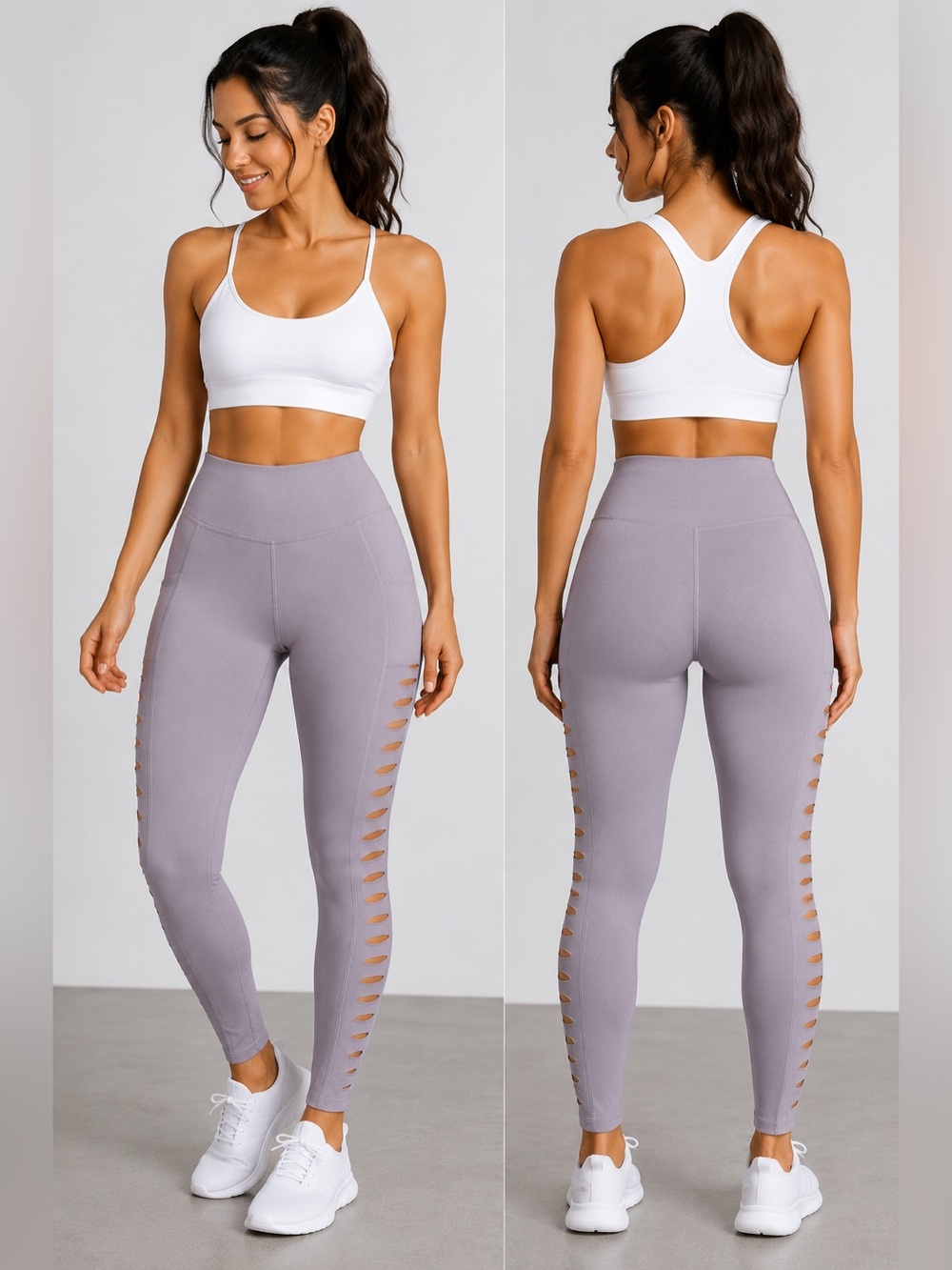 NWT J.ING Lavender Cutout High Waist Yoga Leggings Stretch Active Size S